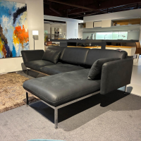 Brühl - Ecksofa Roro Medium Leder Taron 5668 99 Schwarz Gestell Metall Chrom Glanz Inklusive Kissen - 7
