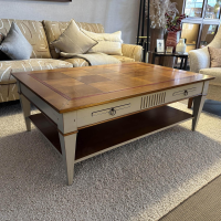 Ehalt - Couchtisch Directoire Schachbrett Holz Kirschbaum Lackiert Hellbraun Und Dunkelbraun Korpus Hellgrau - 6