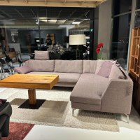 Werther - Ecksofa Skagen Stoff U 3255 K Tala Rosé Grau Rosa Gestell Chrom Glänzend Inklusive Kissen - 4