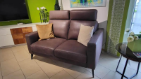 Comfort Republic - Sofa Anna Leder W10 Brown Braun Gestell Metall MF3 Schwarz Mit Motorischem Sitzauszug - 4