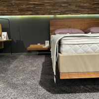 Team 7 - Bett Riletto Nussbaum Naturöl Seiten Leder Kiesel Beige Mit 2 Laden - 7