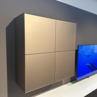 Spectral Smart Furniture - TV Kombination Ameno Korpus Lack Black Schwarz Front Glas Metallic Bronze Und Stoff Carbon Glas Snow Weiß - 2