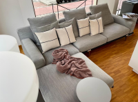 Poltrona Frau - Ecksofa Let It Be Stoff Gange AA2 Grau Gestell Leder SC 20 Inchiostro Schwarz Füße Metall - 5