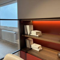 Molteni & C - Highboard 505 UP Korpus Lack Eukalyptus Braun Front Und Rückwand Lack Rubinrot Rot - 7