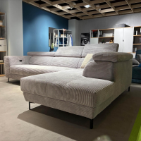 Kawoo - Eckkombination 7539 Cord S GCT 49 08 Platinum Grey Grau Füße Metall Schwarz Inklusive Kissen - 3