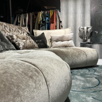 Bretz - Wohnlandschaft Matilda Stoff 61 9486 Velours Austernpilz Beige Füße Gleiter Schwarz Inklusive Kissen - 8