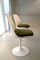 Knoll International - 6er-Set Tulip Armless Auflage Stoff Col.1401 Olive Grün Gestell Weiß Drehbar - 9