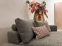 Bielefelder Werkstätten - Ecksofa Long Island Stoff Mara 292 Grau Gestell Metall-Fuß Schwarz Matt Oberfläche Schwarz Gebeizt Verstellbare Rückenkissen Inkl. Sofakissen - 6