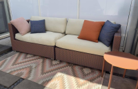 DEDON - Sofa Lounge Stoff Natura Laurel Beige Geflecht Mystique Bluo Braun Blau Inklusive Beistelltisch - 3
