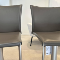 Draenert - 2er-Set Barhocker Nobile 2079 Leder 13 Muscat Braun Fuß Chrom-Matt - 4