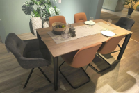 Nobilia - Essgruppe 434017 Sessel Stoff 746 Storm Grey Grau Stuhl Stoff 749 Cognac Braun Tisch Eiche Havanna Nachbildung Füße Schwarz - 6