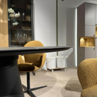 Venjakob - Essgruppe Ancona Und Bari Platte Dekton Laurent Schwarz Sitz Stoff WE A Genua Curry Und Leder Gavin Kurkuma Gelb Gestell Anthrazit - 9