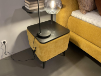 Hukla - Boxspringbett Highland R Stoff Maranta Curry Gelb PG 6 KT23138 Fuß W010 Metall Schwarz Inklusive Nachtkonsolen - 6