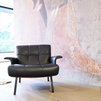 Minotti - Armsessel Daiki Sitzschale Santos Palisander Bezug Leder Aspen 01 Carbone - 3