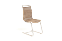 Lavida - 4er Set Freischwinger Jenny Mit Edelstahlgriff Macchiato Braun Beige Untergestell Rundrohr Edelstahl - 4