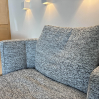 Minotti - Sessel Torii Medium Stoff Kerlin 01 Granito Grau Sockel Leder Aspen 28 Ardesia - 2