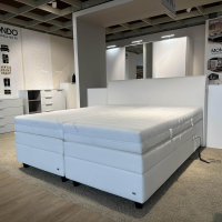 RUF Betten - Boxspringbett Mercata Kunstleder Weiß Creme Fuß S Schwarz Lackiert Mit Elektrischer Verstellung - 5