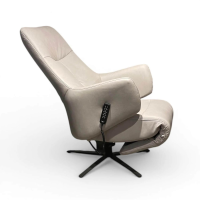 himolla - Sessel 7578 S-Lounger Leder Eleganza Coala Hellgrau Sternfuß Metall Schwarz Matt Inkl. 2-Motorig Aufstehhilfe - 6