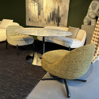 Minotti - Essgruppe Oliver Lounge Platte Marmor Gestell Black Nickel Schwarz Inklusive Sendai Lounge Sofabank Und 2 Sesseln Stoff Gestell Esche Schwarz - 7
