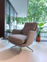 Flexform - Sessel Marley Stoff Extra Eleo 1190 Grau Gestell Drehfußkreuz Metall Satiniert - 5