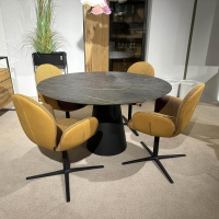 Venjakob - Essgruppe Ancona Und Bari Platte Dekton Laurent Schwarz Sitz Stoff WE A Genua Curry Und Leder Gavin Kurkuma Gelb Gestell Anthrazit - 2