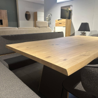 Voglauer - Essgruppe V Tektura Bank Und Stuhl Stoff Select Basaltbraun Braun Metallgestell Tisch Wildeiche Rustiko Schwarz - 2