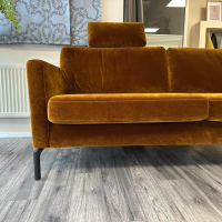 Gehlenborg Sitzmöbel - Ecksofa Living Rohleder Stoff Cloud 52 Gold Füße Metall Schwarz Mit Klappbarer Armlehne - 5