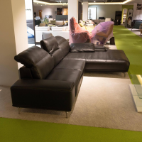 Musterring - Ecksofa 2490 MR Leder Z77 99 Black Pearl Schwarz Metallkufe Chrom Glanz Inklusive Kissen - 3