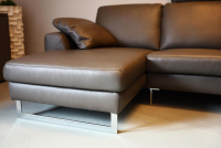 W. Schillig - Ecksofa Alexx Leder Longlife Xtra 95 Graphit Grau Metallfuß F7T Chrom Mit Kissen Und Kopfstütze - 9