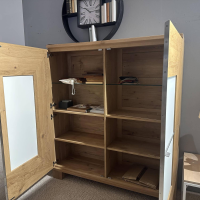 Scholtissek - Schrank Varus Knorrige Eiche Puro Geölt Türen Glas Optiwhite 9010 Weiß Matt 2 Türig - 8