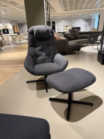 Rolf Benz - Sessel Meg Soft Stoff 17.353 Schwarzgrau Schale Außen Leder 38.109 Dunkel Graublau Kreuzfuß Aluminium Schwarz Matt - 2