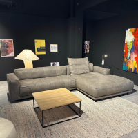 freistil Rolf Benz - Ecksofa Freistil 136 Leder 9225 Braungrau Füße Stahl Tiefschwarz Inklusive Kissen Mit Rolle - 9