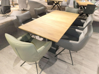 MCA - Essgruppe Paritta Limone 2 Stühle Leder Anthrazit Und Olive Grün Tisch Balkeneiche Massiv Gestell Metall Schwarz - 6