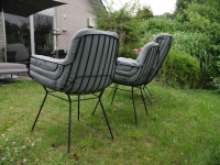 Freifrau - 2er Set Stuhl Leyasol High Stoff Lopi Cloud Drahtgestell ME001 Schwarz Mit Kunststoffgleitern - 3