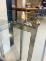 Ghyczy - Beistelltisch Platte Klarglas Gestell Metall Poliert - 2