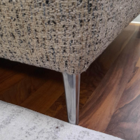 Ponsel - Polstergruppe 79053 Bezug Stoff 1211 12 Grau Creme Fuß Metall Alu Poliert - 4