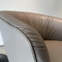 Walter Knoll - Sessel Ishino 195 10 Leder Elen 1406 Taupe Beige Drehteller Schwarz Matt Mit Kunststoffgleitern - 4