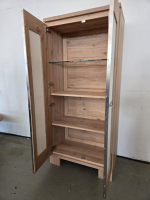 Scholtissek - Schrank Varus Schmal Korpus Knorrige Eiche Puro Geölt Front Glas 9010 Weiß Matt - 2