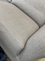 Bielefelder Werkstätten - Sofa Saloni Stoff Ron Grau Beige Inkl. Nackenkissen Stoff Ruby Gelb Füße Holz Grau Lackiert - 2