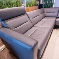 Stressless - Ecksofa Stella mit Hocker Leder Batick Grau Metallfüße Schwarz - 10