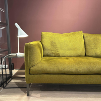 Molteni & C - Ecksofa Paul Stoff Wonder WG 445 Grün Gestell Metall Zinnfarbig - 5