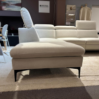 Global - Ecksofa Felipa Stoff Carmen 01 Naturel Weiß Beige Fuß Schwarz Inklusive Relaxfunktion - 7