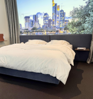 Schramm - Boxspringbett Basis 25B Stoff Nils 450 Denim Mit Keder Grau Kopfteil Paio Leder Provence Schoko Braun Füße Buche Mit Matratze - 6