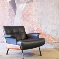 Minotti - Armsessel Daiki Sitzschale Santos Palisander Bezug Leder Aspen 01 Carbone - 5