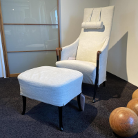 Giorgetti - Sessel Progetti Bergere Bezug Tinto 10611 900 Ottico 6510 mit Hocker Progetti und Kopfstütze - 8