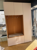 Schönbuch - Garderobenschrank Cabin Lack Grau Weiß Innen Melamin 0776 Dunkelgrau Nische Eiche Matt Mit Kissen - 7