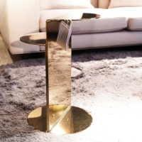 Minotti - Beistelltisch Flirt Gestell Edelstahlplatte Oberfläche Lackiert In Poliertem Hellgold - 4