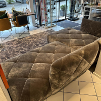 Bretz - Ecksofa Teratai H106li Bezug Stoff 65 9681 Hochflor Velours Feather Grey Grau Gleiter Schwarz - 8
