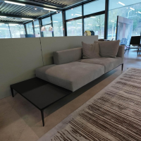 Walter Knoll - Recamiere Jaan Living 783 25 Cover Leather Velvet Chia Gray With Storage Board Saddle Black Black And Cushions - 8