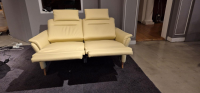 Activineo - Sofa Gerrit Leder Napoli Crema Beige Holzfuß Eiche Geölt mit Relaxfunktion - 6